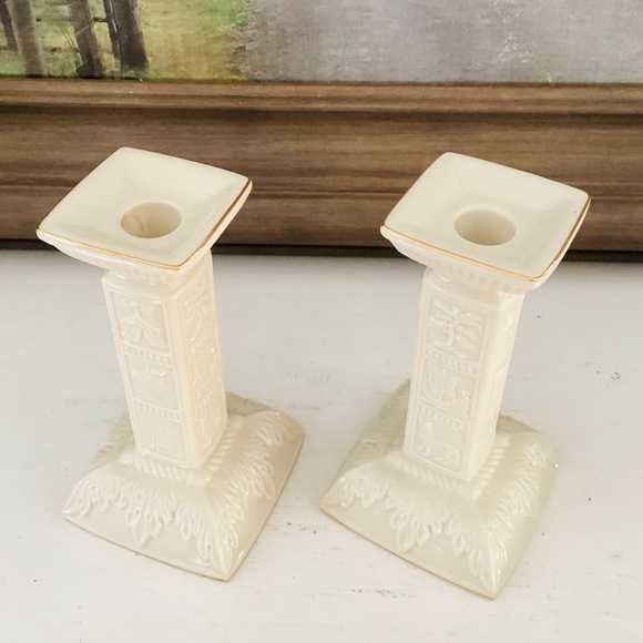 Set of 2 LENOX JUDAIC SABBATH CANDLE HOLDERS Porcelain 22K Gold Gilt 12 Tribes - Picture 5 of 11